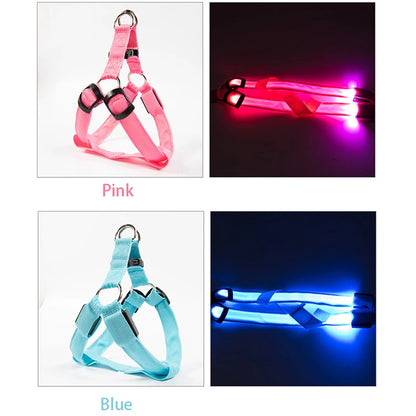 Nylon Dog Harness with Flashing Light